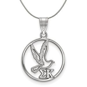 Sterling Silver Sigma Kappa Medium Circle Pendant Necklace - 20 Inch